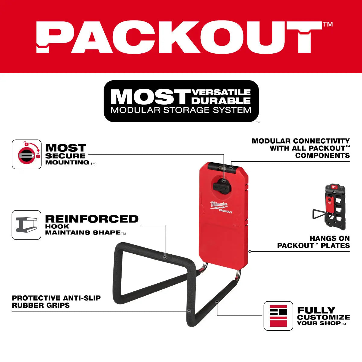 Milwaukee 48-22-8332 - PACKOUT™ Wide Hook - Wise Line Tools