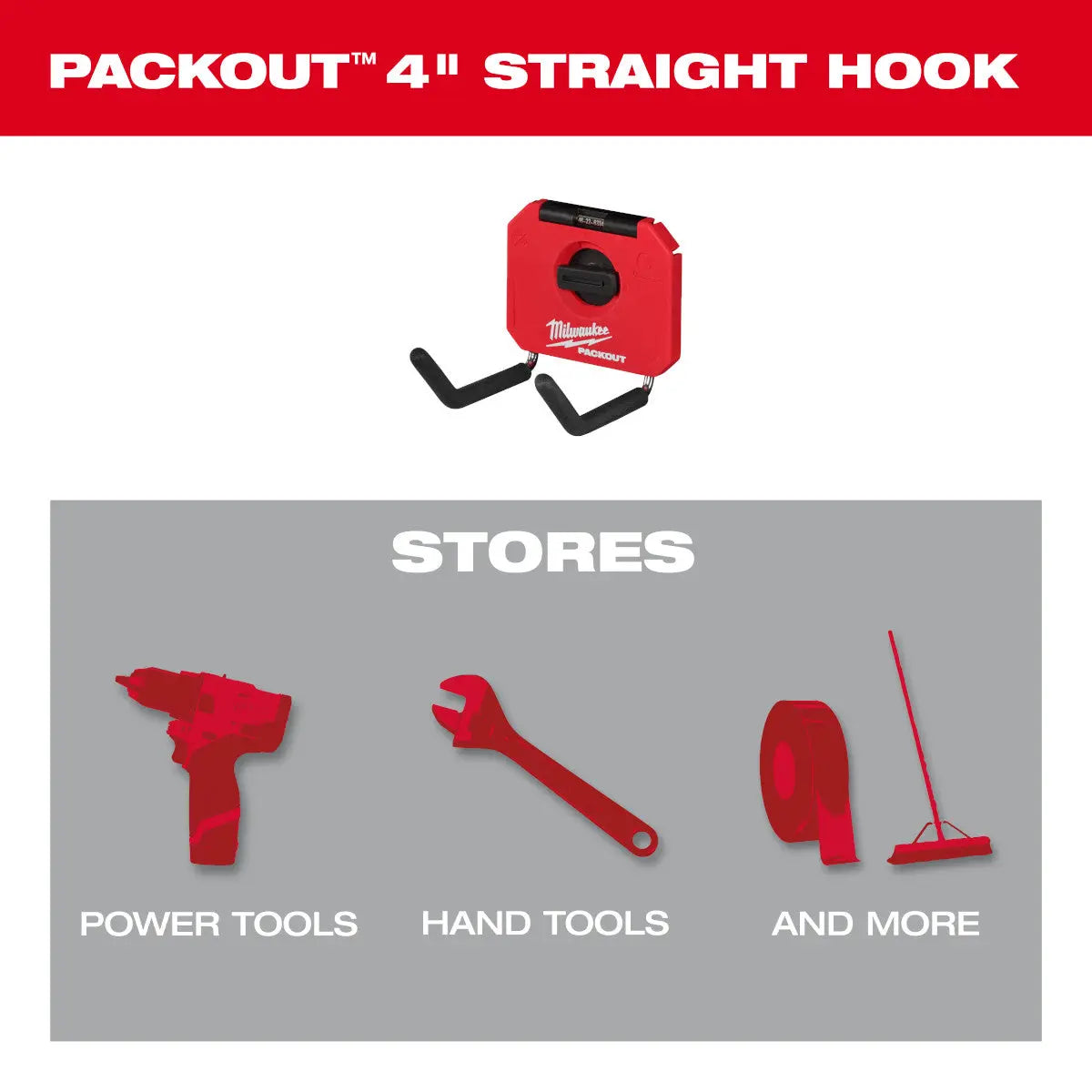 Milwaukee 48-22-8334 - PACKOUT™ 4” Straight Hook - Wise Line Tools