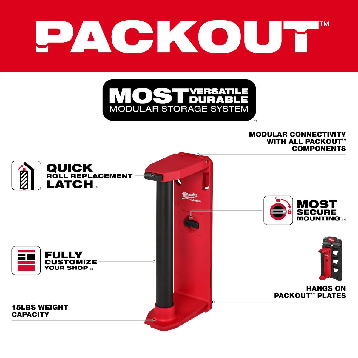 Milwaukee 48-22-8337 - PACKOUT™ Roll Holder - Wise Line Tools