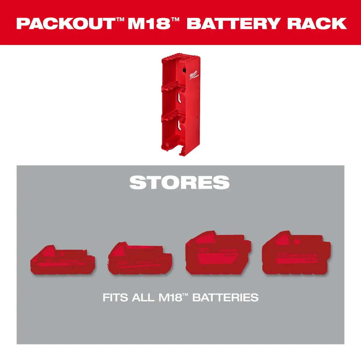 Milwaukee 48-22-8339 - PACKOUT™ M18™ Battery Rack - Wise Line Tools
