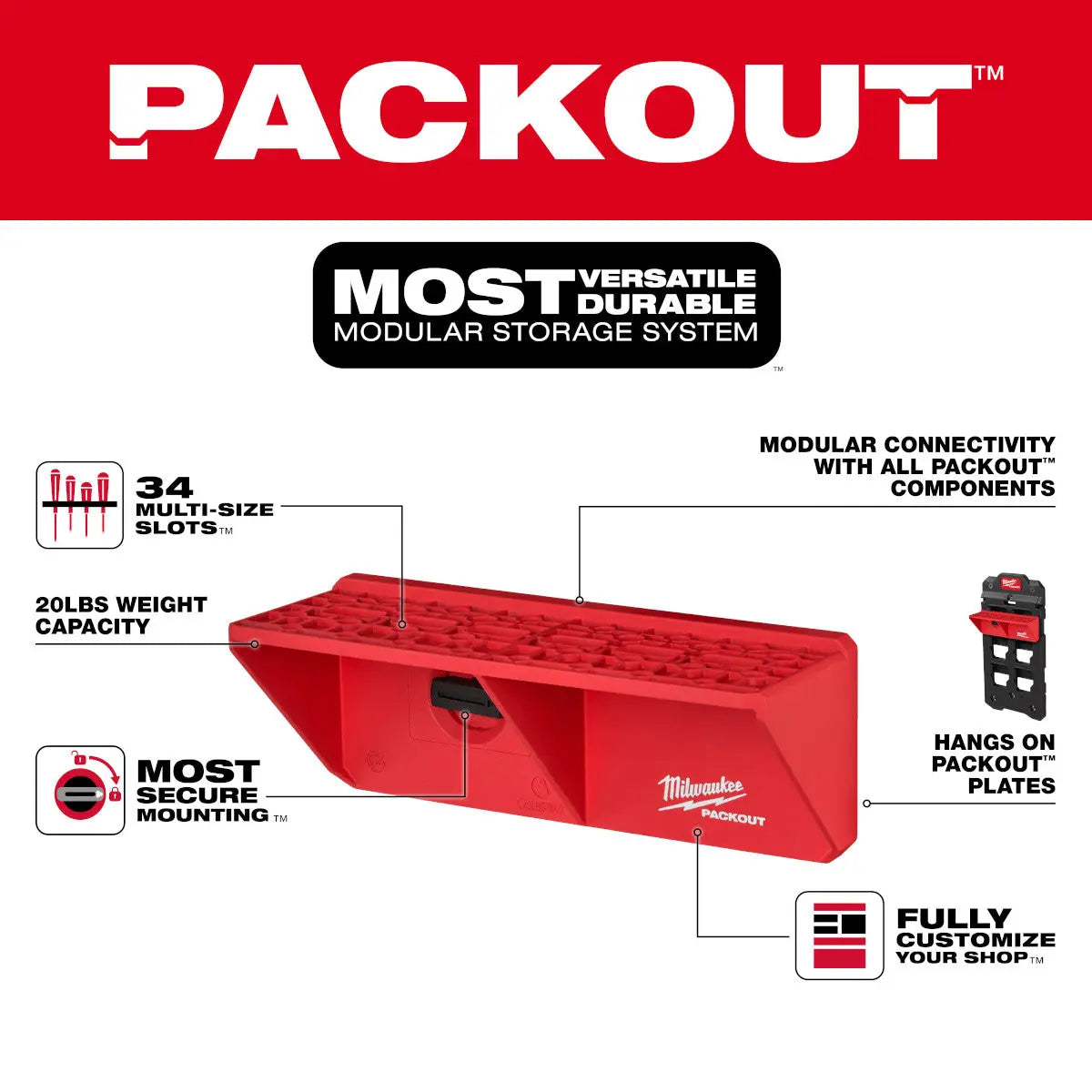 Milwaukee 48-22-8341 - PACKOUT™ Screwdriver Rack - Wise Line Tools