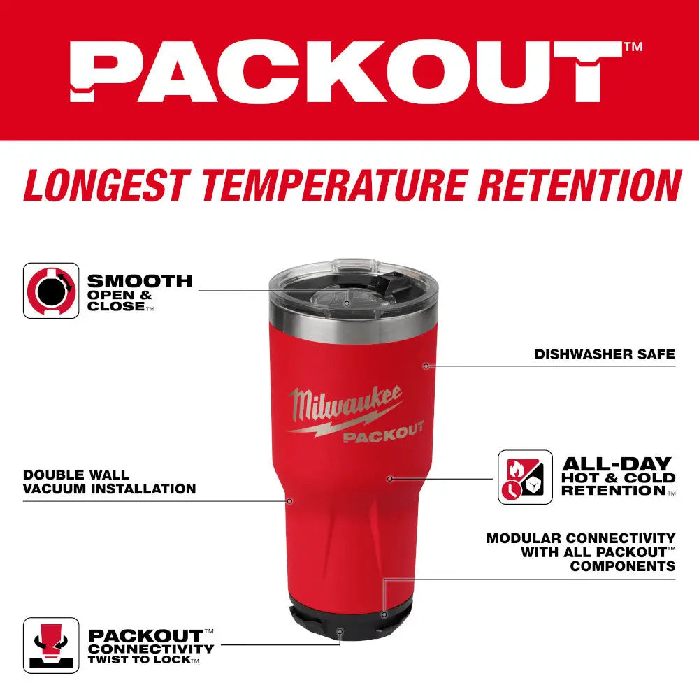 Milwaukee 48-22-8393B - PACKOUT™ 30oz Tumbler - Black - Wise Line Tools