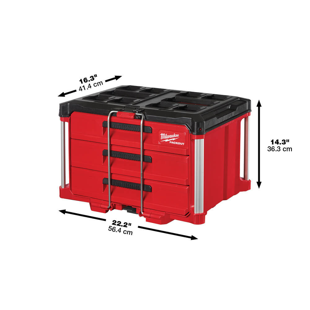Milwaukee 48-22-8443 - PACKOUT™ 3-Drawer Tool Box - Wise Line Tools