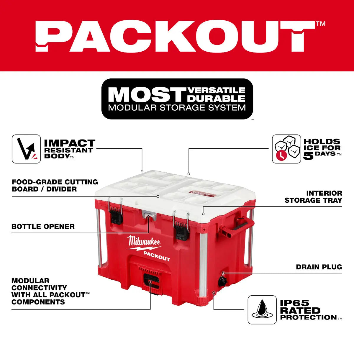 Milwaukee 48-22-8462 - PACKOUT™ 40QT XL Cooler - Wise Line Tools