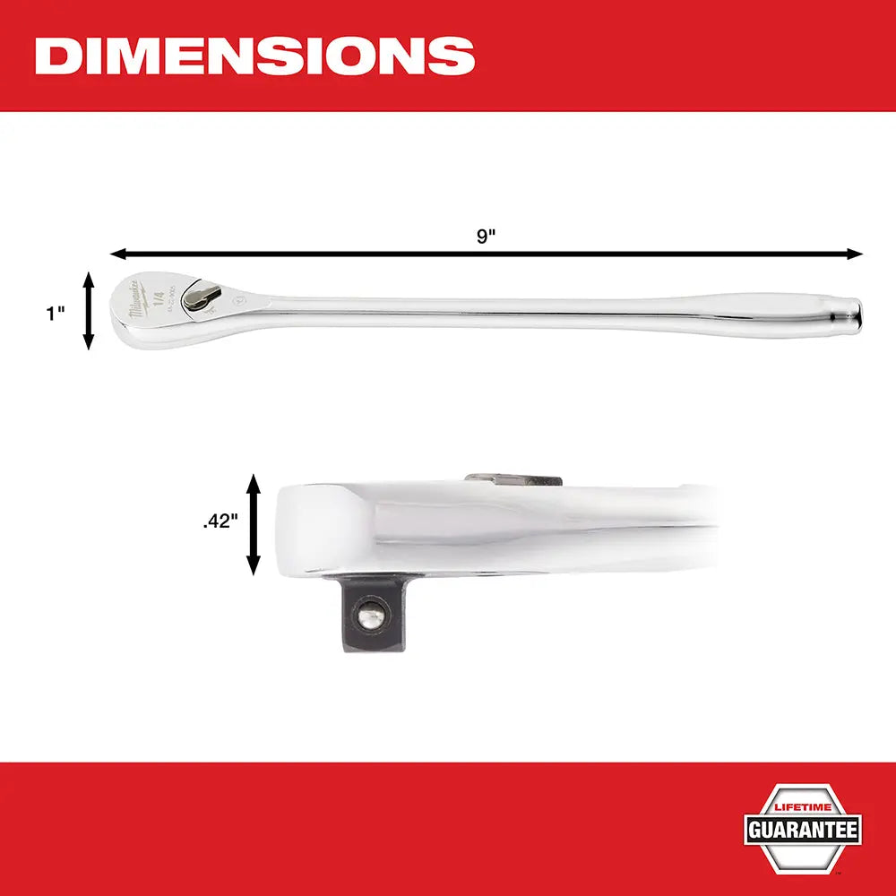 Milwaukee 48-22-9005 - 1/4" Drive 9" Ratchet - Wise Line Tools