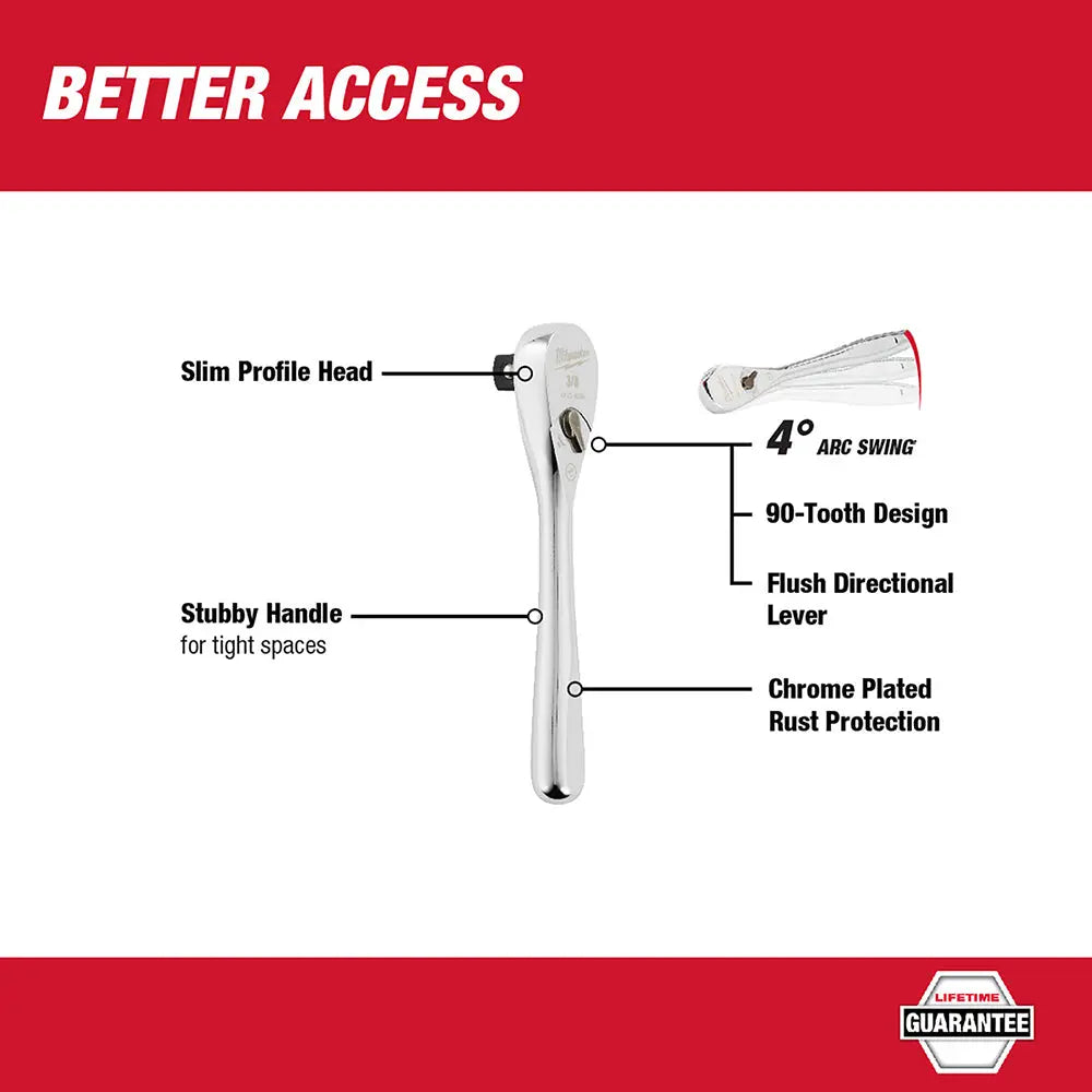 Milwaukee 48-22-9036 - 3/8" Drive 5" Ratchet - Wise Line Tools