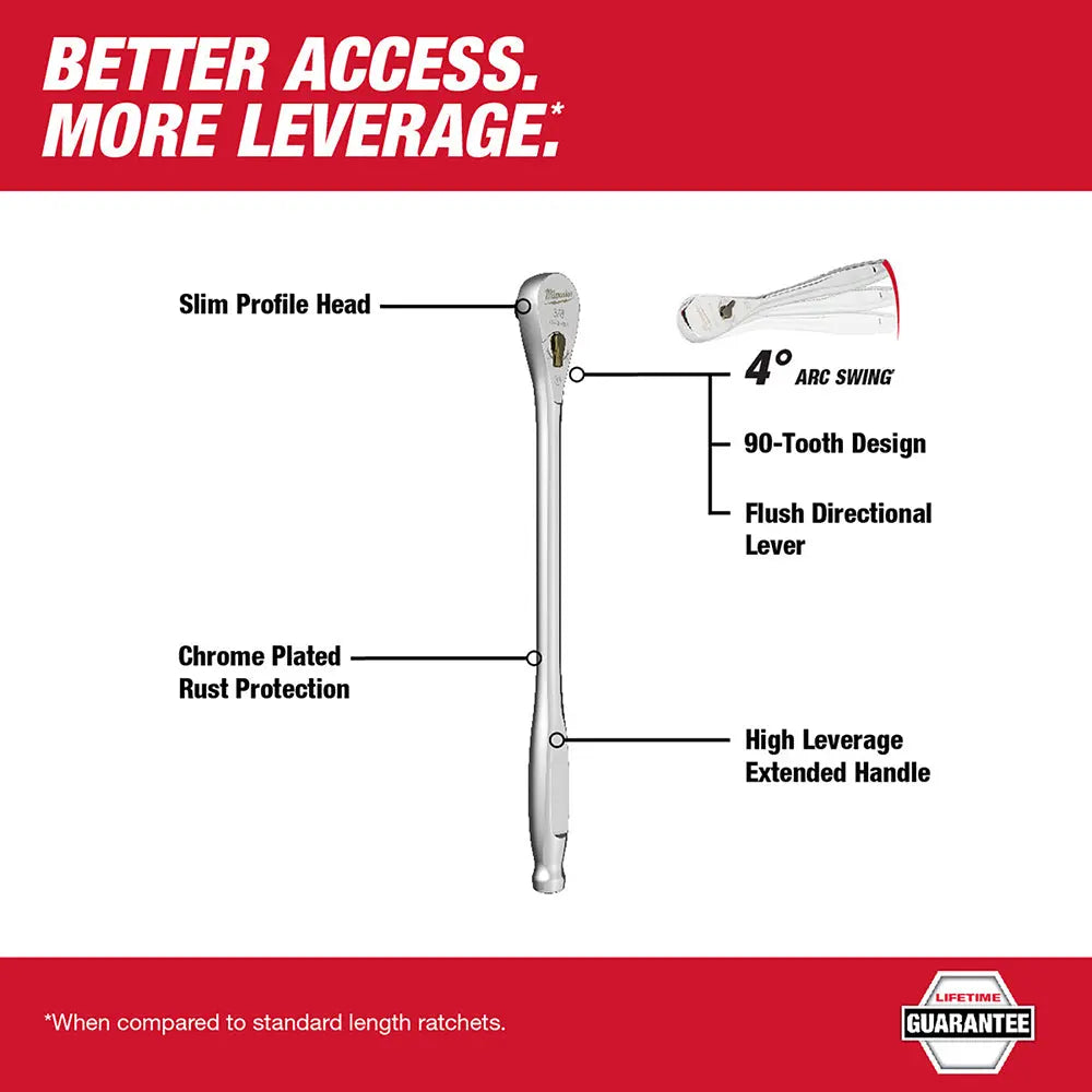 Milwaukee 48-22-9037 - 3/8" Drive 12" Ratchet - Wise Line Tools