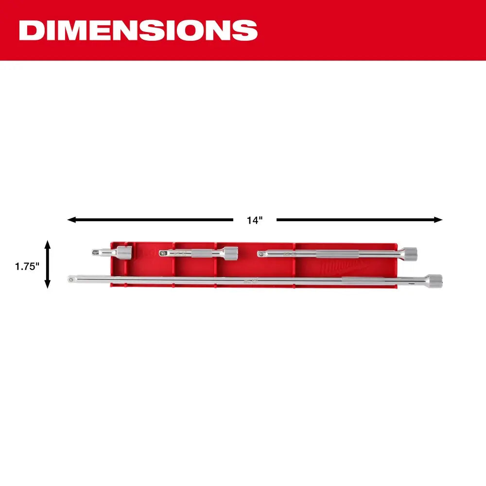 Milwaukee 48-22-9340 - 4pc 1/4” Drive Extension Set - Wise Line Tools