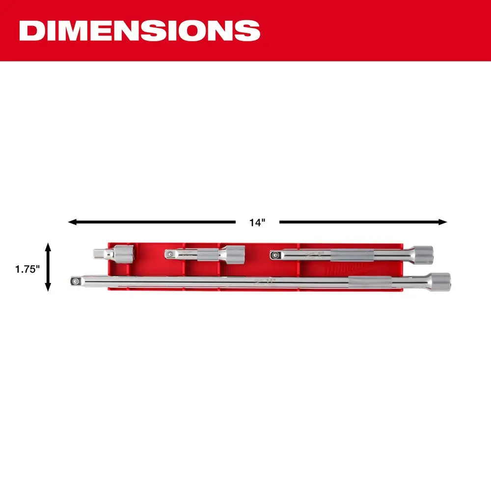 Milwaukee 48-22-9341 - 4pc 3/8” Drive Extension Set - Wise Line Tools