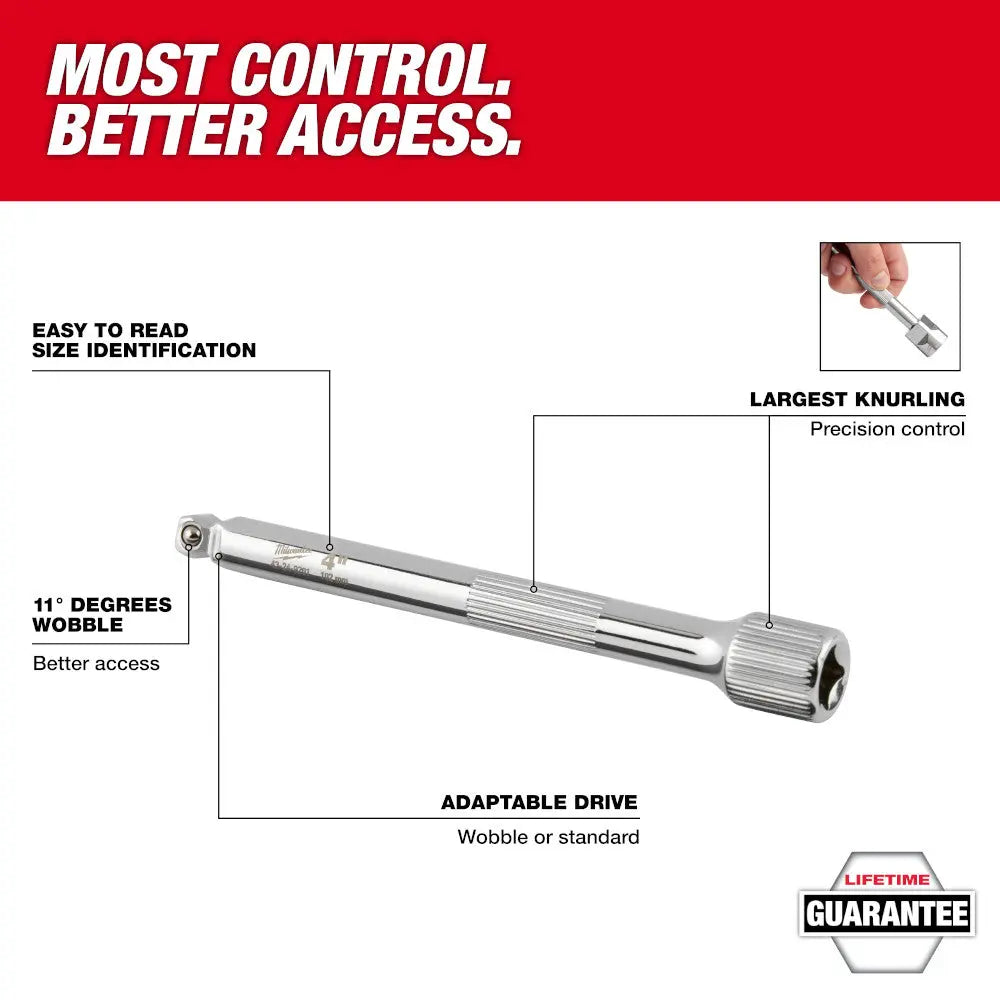 Milwaukee 48-22-9350 - 4pc 1/4” Drive Wobble Extension Set - Wise Line Tools