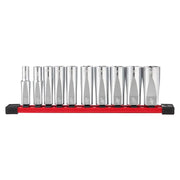 Milwaukee 48-22-9405 - 10pc 3/8 in. SAE Deep Well Sockets with FOUR FLAT™ Sides - Wise Line Tools