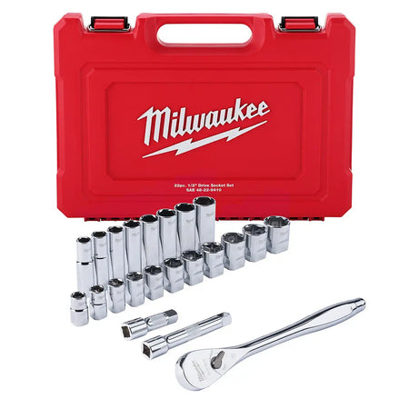 Milwaukee 48-22-9410 - 22 pc. 1/2 in. Socket Wrench Set (SAE) - Wise Line Tools