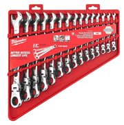 Milwaukee 48-22-9413 - 15pc SAE Flex Head Ratcheting Combination Wrench Set - Wise Line Tools