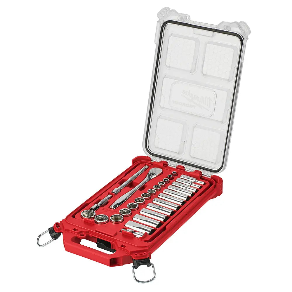 Milwaukee 48-22-9481 - 3/8" 28 Pc Ratchet & Socket Set with PACKOUT™ Organizer - Wise Line Tools