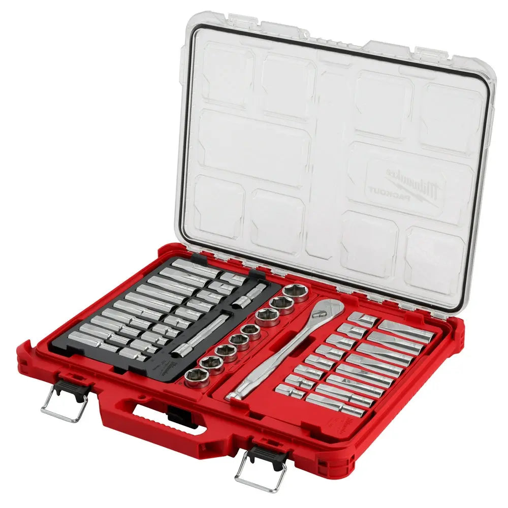 Milwaukee 48-22-9487 - 47PC 1/2" Drive Ratchet & Socket Set with PACKOUT™ Organizer - Wise Line Tools