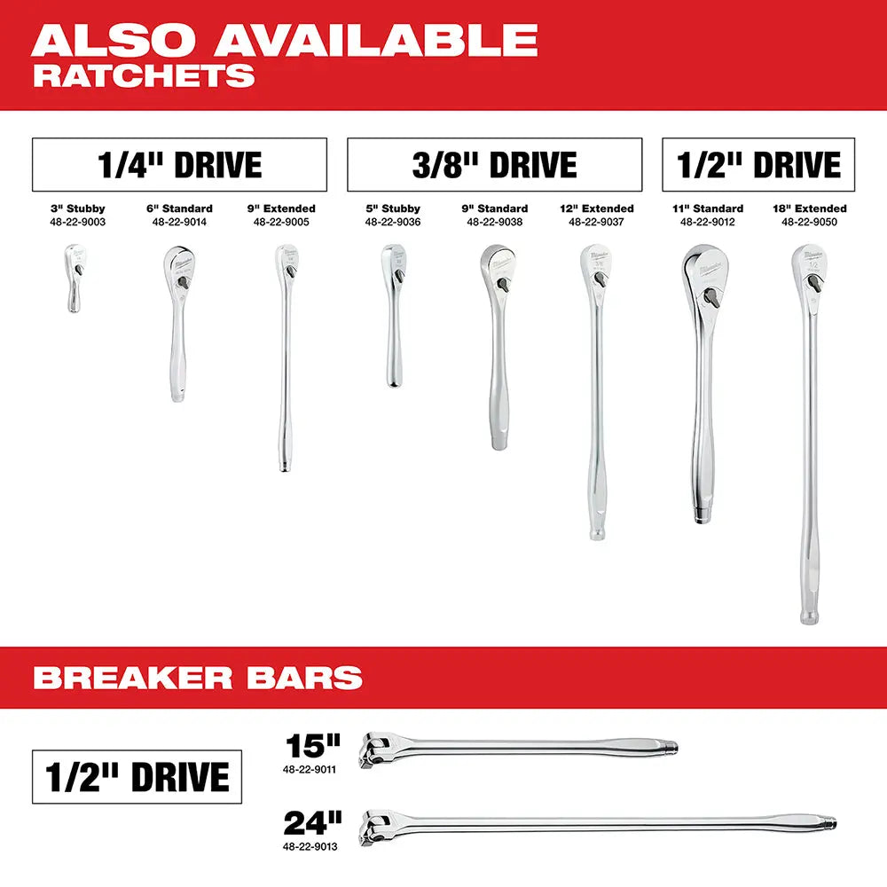 Milwaukee 48-22-9503 - 10pc 3/8 in. Metric Sockets with FOUR FLAT™ Sides - Wise Line Tools