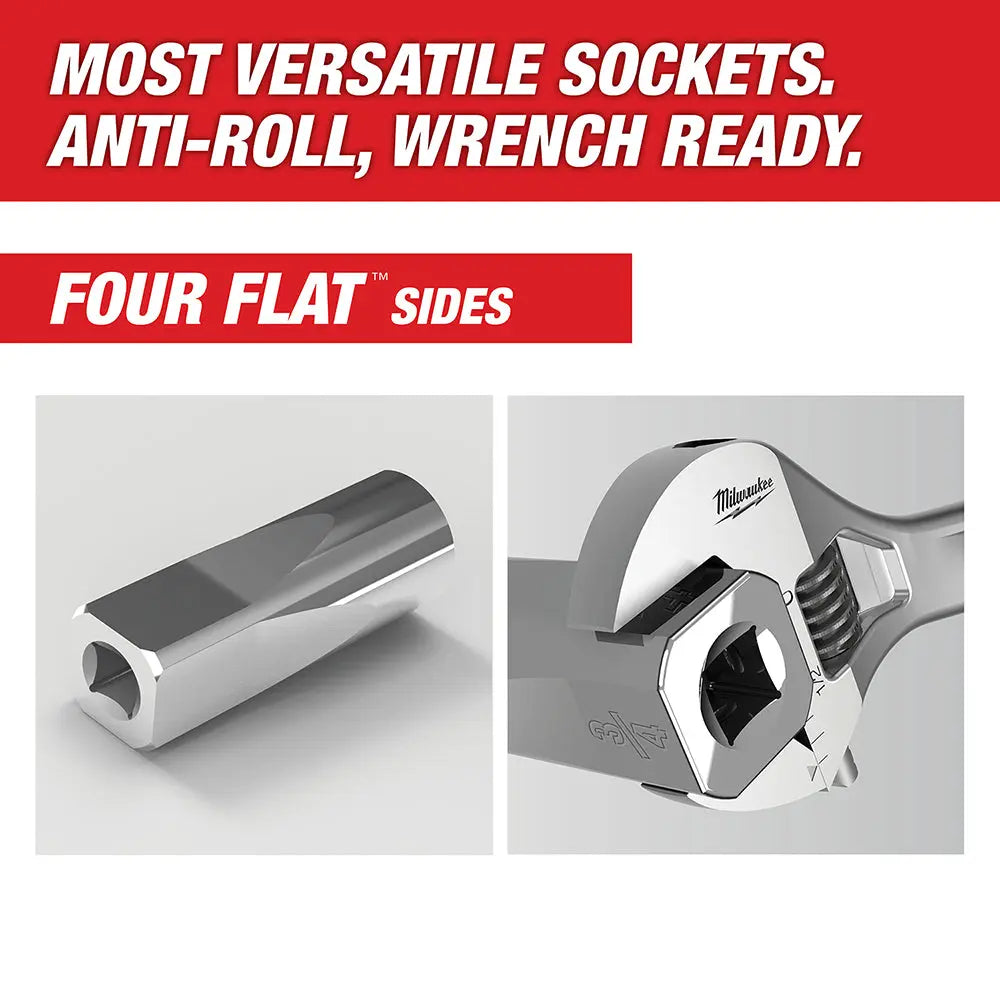 Milwaukee 48-22-9505 - 10pc 3/8 in. Metric Deep Well Sockets with FOUR FLAT™ Sides - Wise Line Tools