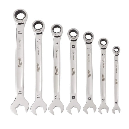Milwaukee 48-22-9506 - 7pc Ratcheting Combination Wrench Set - Metric - Wise Line Tools