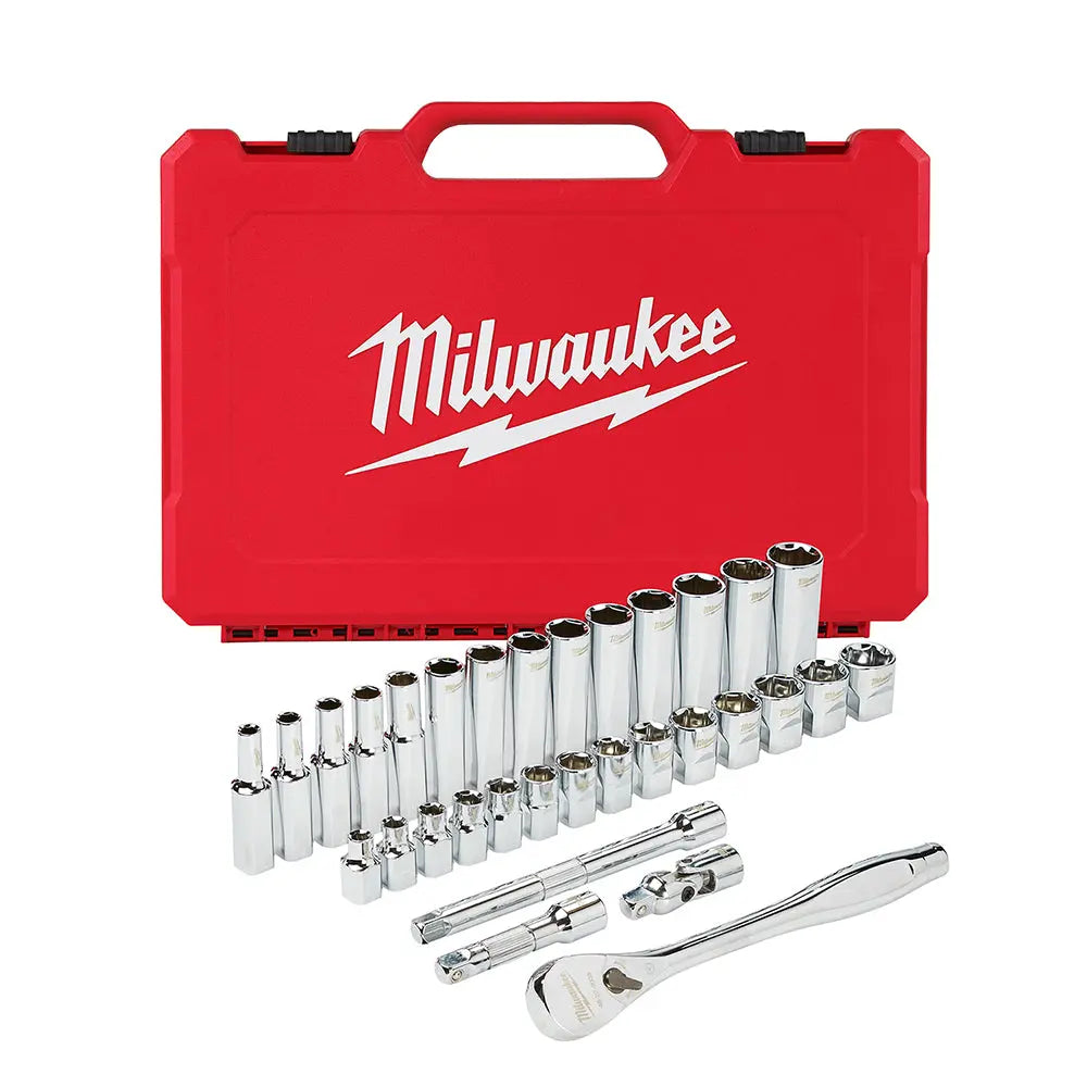 Milwaukee 48-22-9508 - 3/8 in. Drive 32 pc. Ratchet & Socket Set - Metric - Wise Line Tools