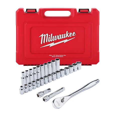 Milwaukee 48-22-9510 - 28 pc. 1/2 in. Socket Wrench Set (Metric) - Wise Line Tools
