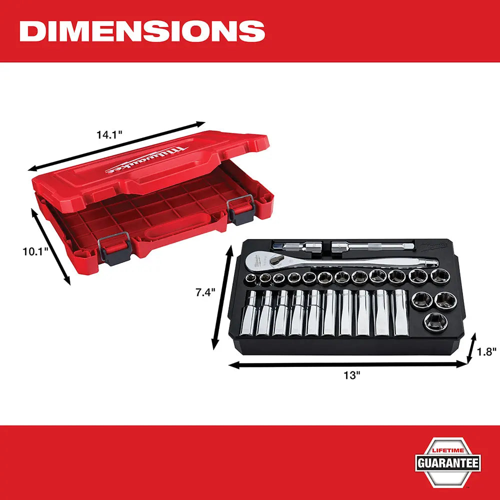 Milwaukee 48-22-9510 - 28 pc. 1/2 in. Socket Wrench Set (Metric) - Wise Line Tools
