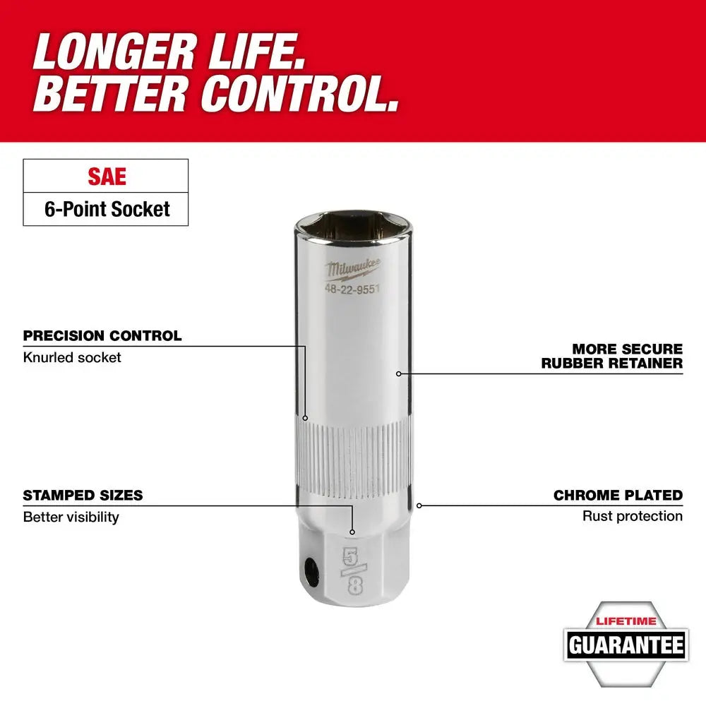 Milwaukee 48-22-9553 - 3/8" Drive 13/16" Spark Plug Socket - Wise Line Tools