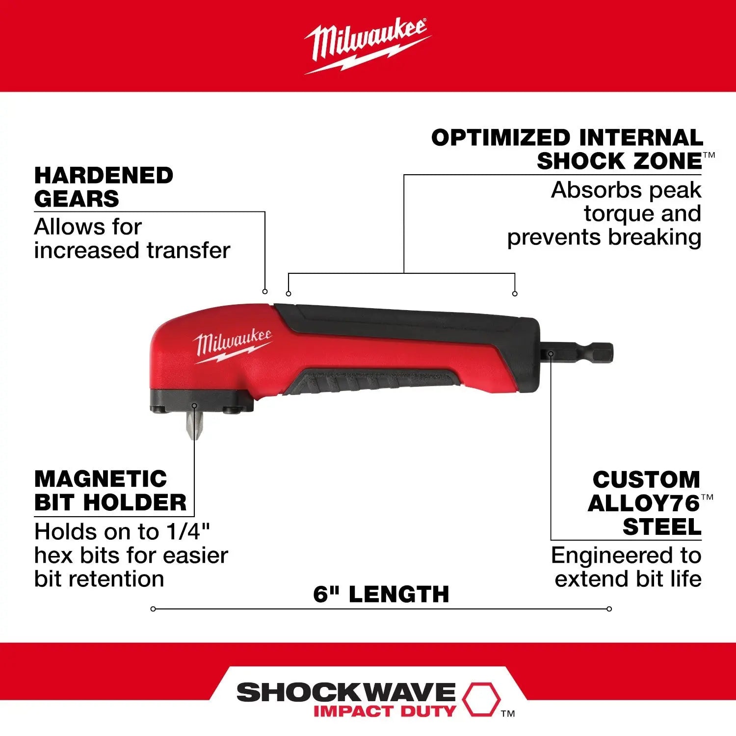Milwaukee 48-32-2390 - SHOCKWAVE™ Right Angle Adapter - Wise Line Tools