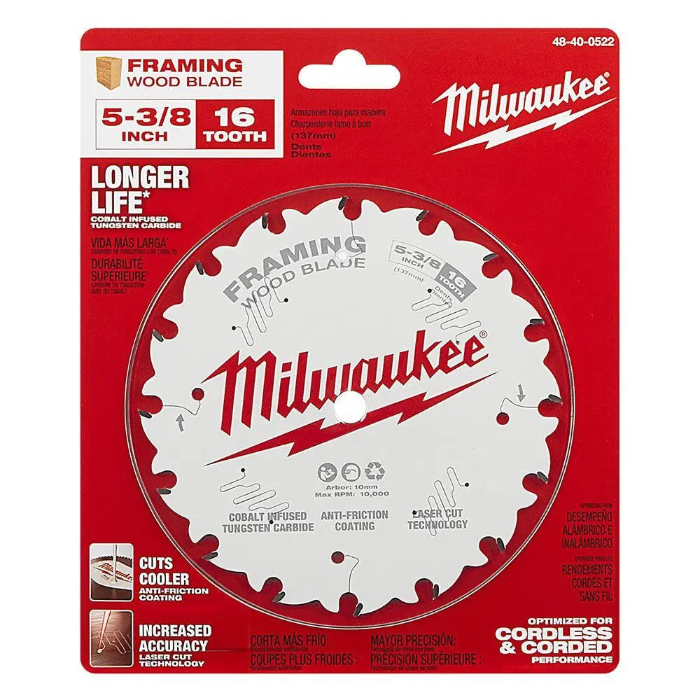 Milwaukee 48-40-0522 - 5-3/8 in. 16T Framing Circular Saw Blade - Wise Line Tools