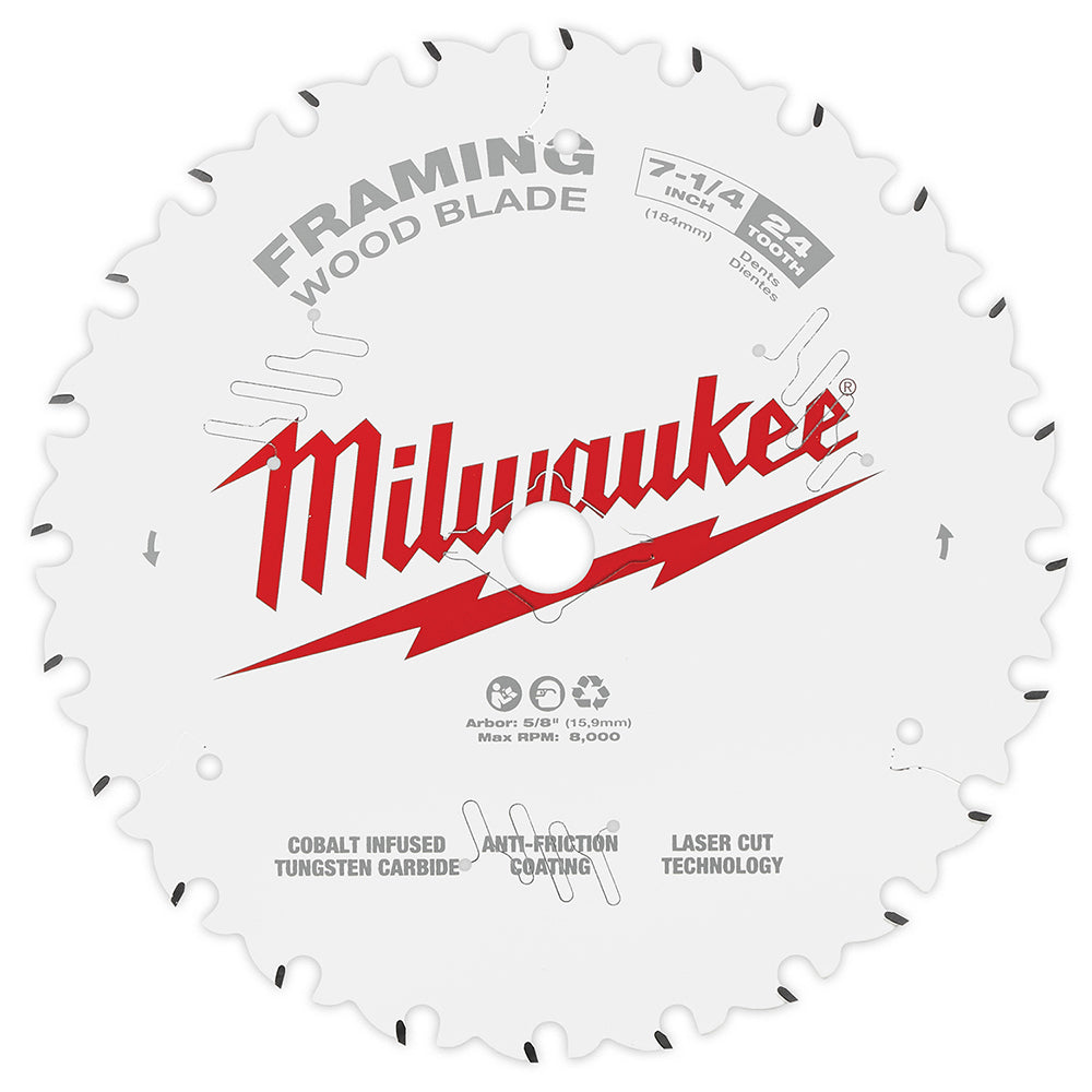 Milwaukee 48-40-0720 - 7-1/4 in. 24T Framing Circular Saw Blade - Wise Line Tools