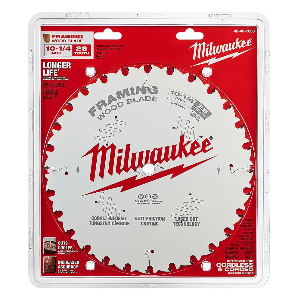 Milwaukee 48-40-1038 - 10-1/4 in. 28T Framing Circular Saw Blade - Wise Line Tools
