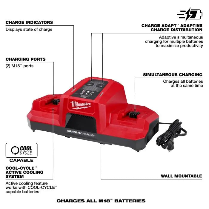 Milwaukee 48-59-1861 - M18™ Dual Bay Super Charger Starter Kit - Wise Line Tools