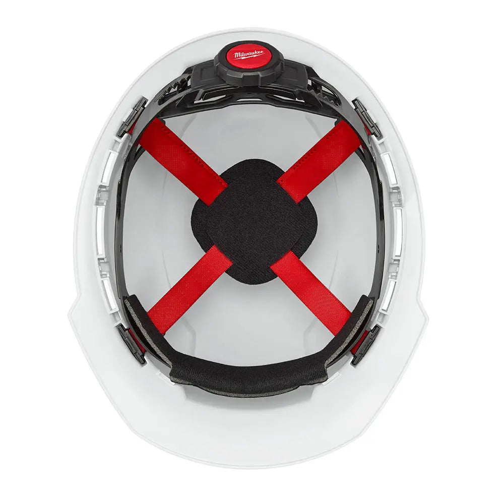Milwaukee 48-73-1100 - White Front Brim Hard Hat w/4pt Ratcheting Suspension - Type 1, Class E - Wise Line Tools