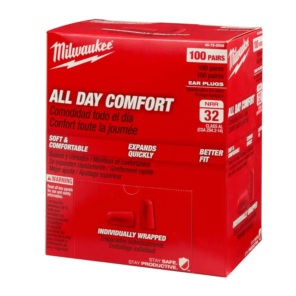 Milwaukee 48-73-3006 - 100 Pair Ear Plugs - Wise Line Tools