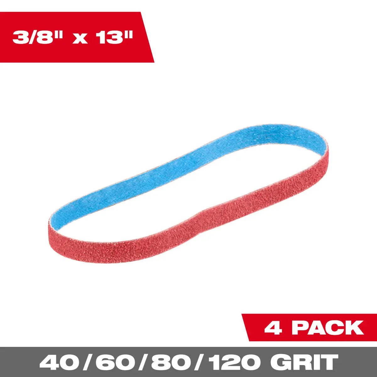 Milwaukee 48-80-7060 - 3/8” x 13” 60 Grit Bandfile Belts – 4 pack - Wise Line Tools