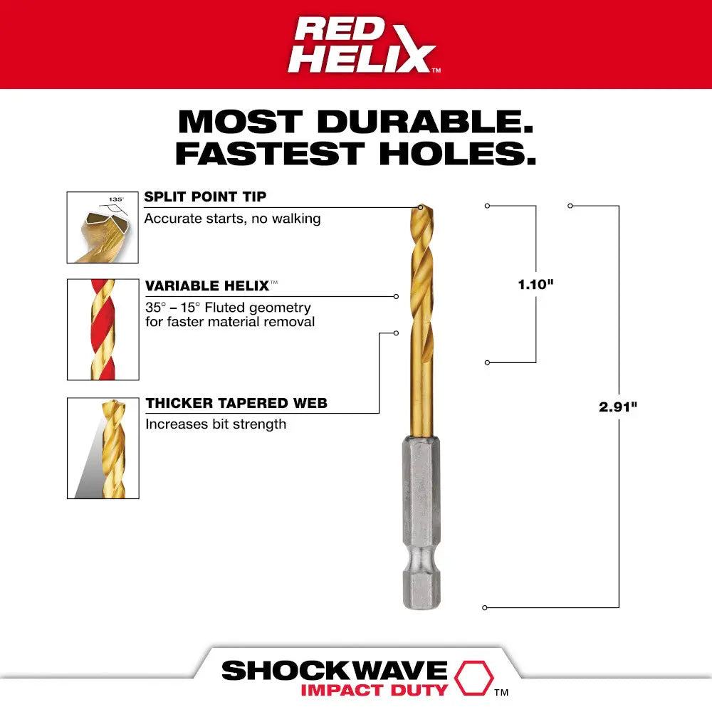 Milwaukee 48-89-4608 - 11/64 in. Titanium SHOCKWAVE™ Drill Bit - Wise Line Tools