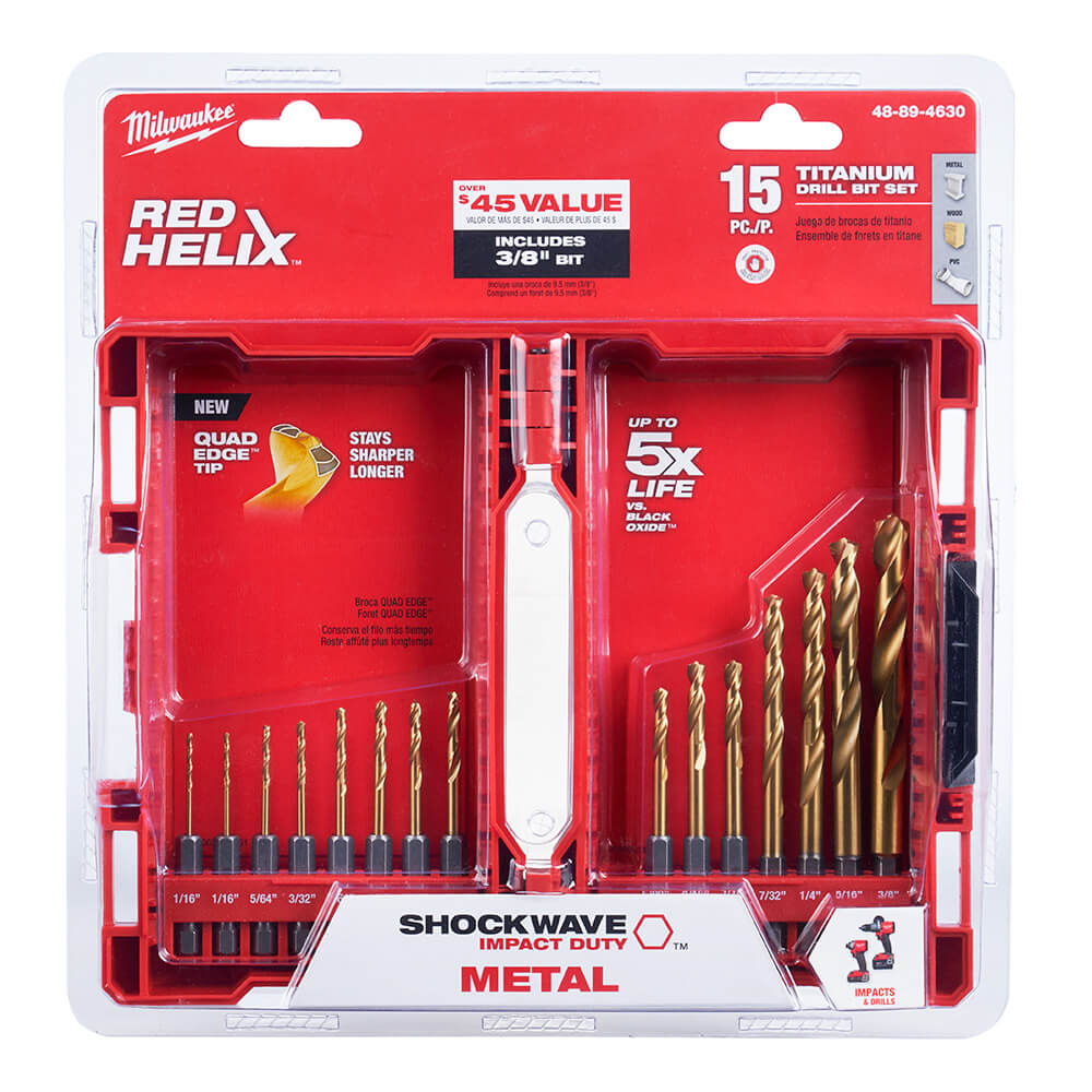 Milwaukee  48-89-4630 -   SHOCKWAVE™ Titanium Drill Bit Set - 15PC - Wise Line Tools