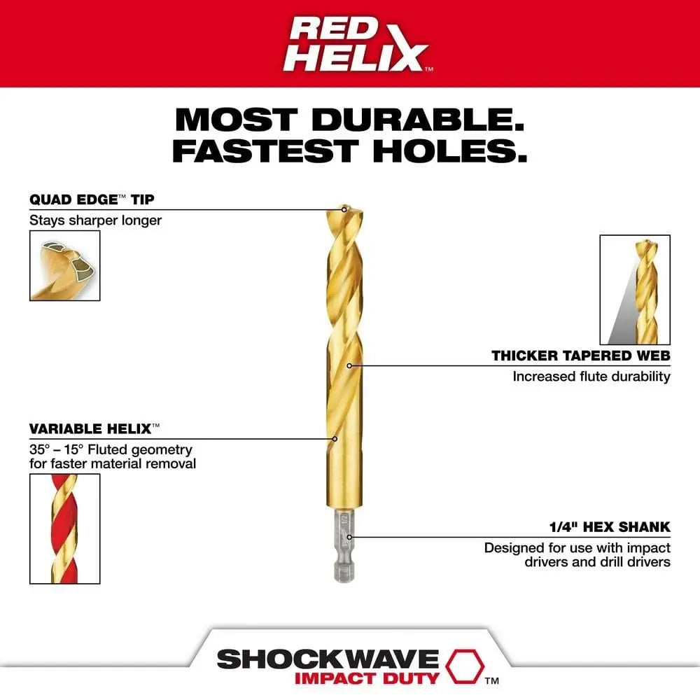 Milwaukee 48-89-4672 - Jeu de forets en titane SHOCKWAVE Impact Duty™ RED HELIX™ - 29 pièces