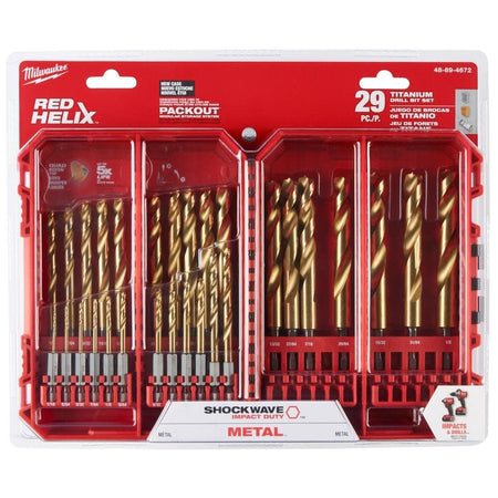Milwaukee 48-89-4672 - Jeu de forets en titane SHOCKWAVE Impact Duty™ RED HELIX™ - 29 pièces
