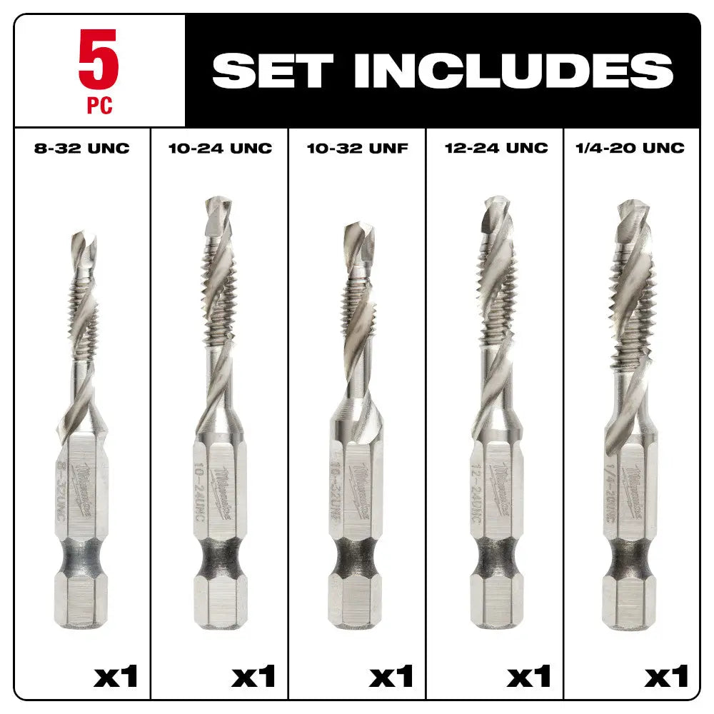 Milwaukee 48-89-4874 - SHOCKWAVE™ 5 Pc. SAE Impact Drill Tap Set - Wise Line Tools