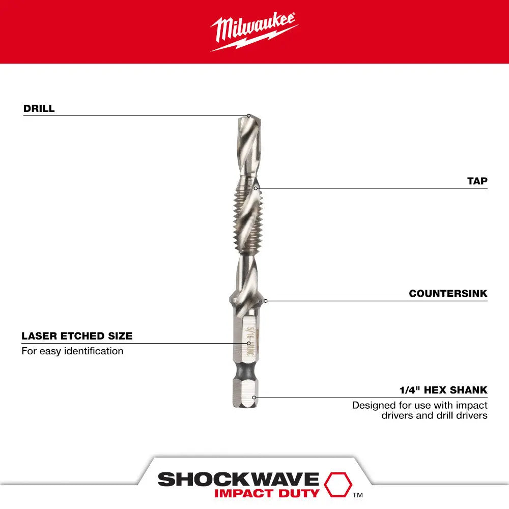 Milwaukee 48-89-4874 - SHOCKWAVE™ 5 Pc. SAE Impact Drill Tap Set - Wise Line Tools