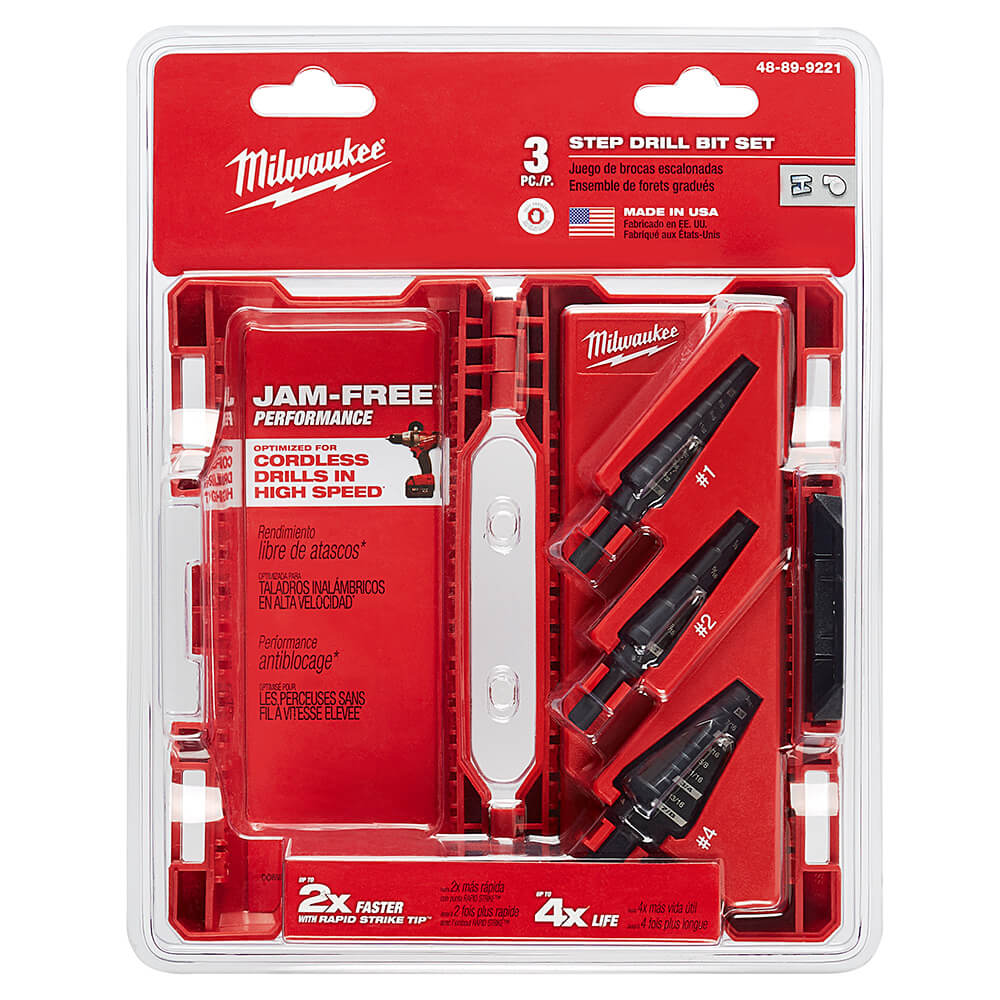 Milwaukee 48-89-9221 - 3-Piece Step Drill Bit Set - Wise Line Tools