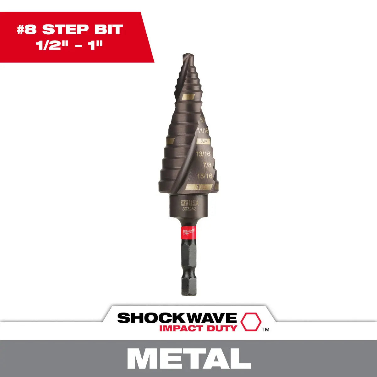 Milwaukee 48-89-9248 - SHOCKWAVE™ Impact Duty™ Step Bit #8 1/8 - 1 in. - Wise Line Tools