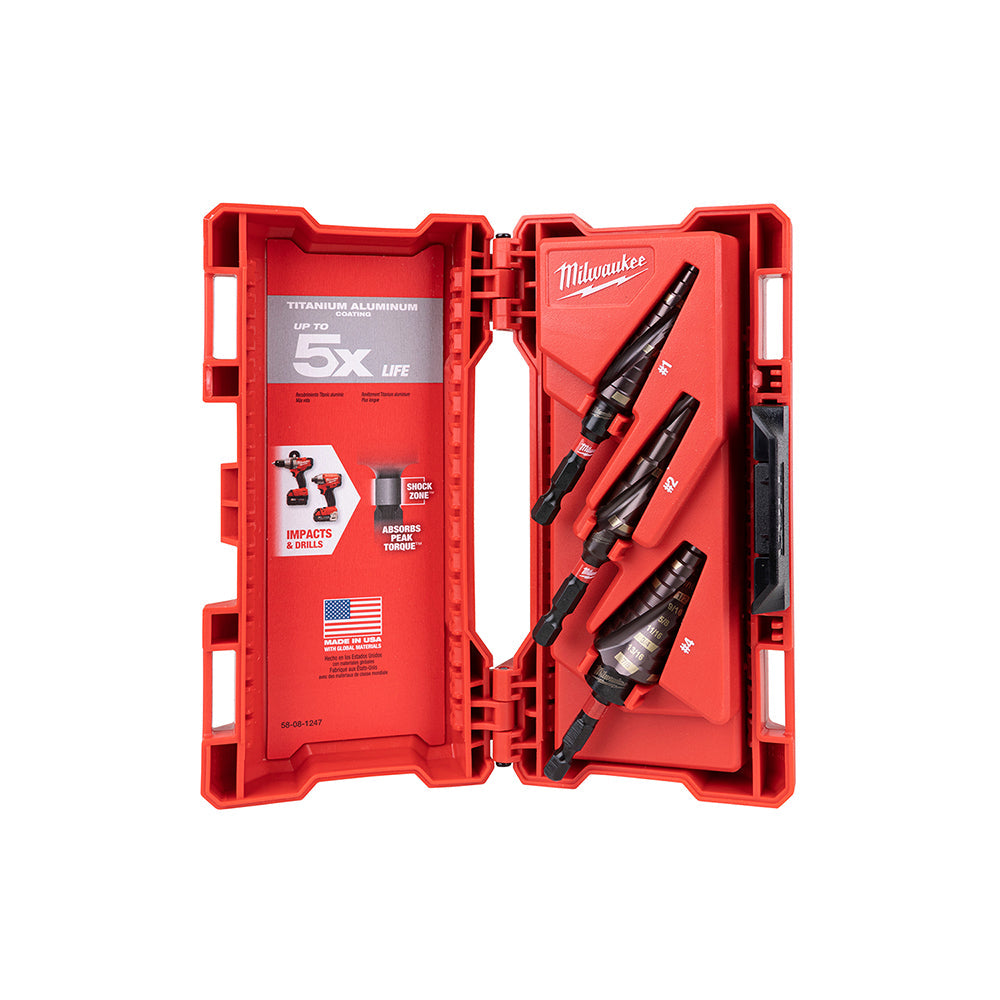 Milwaukee 48-89-9257 - SHOCKWAVE™ Impact Duty™ Step Bit Electrician Set (#1, #4, #9) - Wise Line Tools
