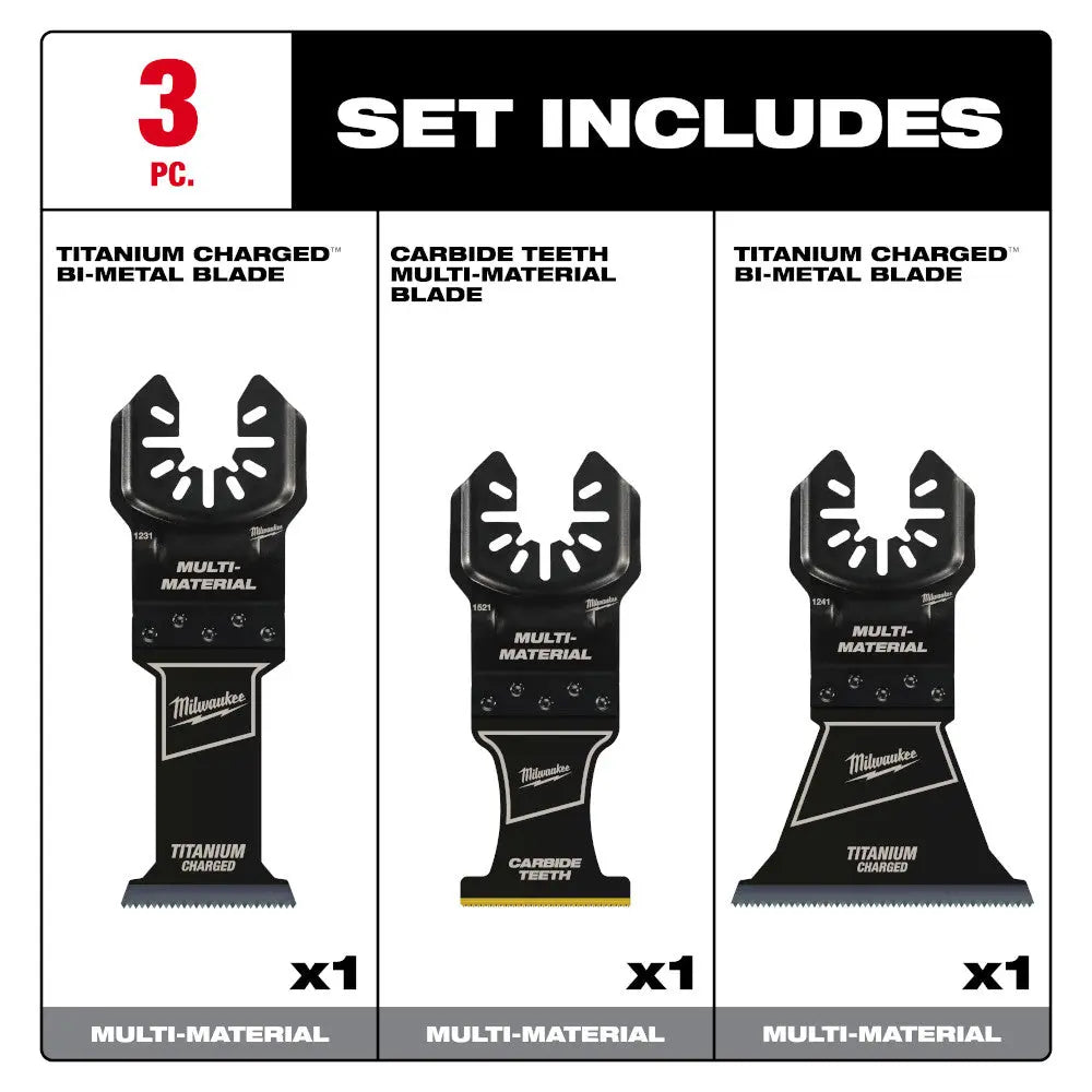 Milwaukee 49-10-9005 - OPEN-LOK™ Multi-Material Multi-Tool Blade Variety Pack 3PC - Wise Line Tools