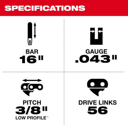 Milwaukee 49-16-2715 - 16 in. Replacement Chainsaw Chain - Wise Line Tools