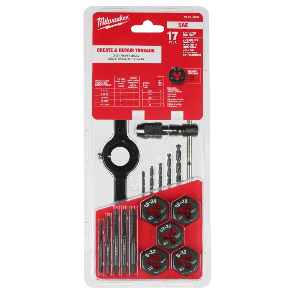 Milwaukee 49-22-5600 - 17PC SAE Tap and Die Set - Wise Line Tools