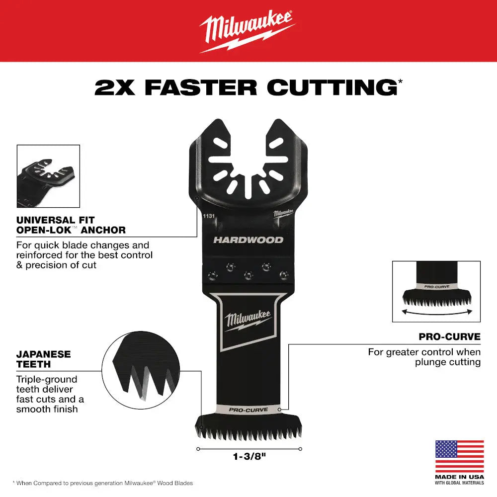 Milwaukee 49-25-1153 - OPEN-LOK™ 2-1/2" HCS Japanese Tooth PRO-CURVE™ Hardwood Multi-Tool Blades 3PK MILWAUKEE