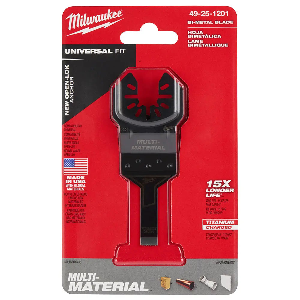Milwaukee 49-25-1201 - OPEN-LOK™ 3/8" TITANIUM CHARGED™ Bi-Metal Multi-Material Multi-Tool Blade - Wise Line Tools