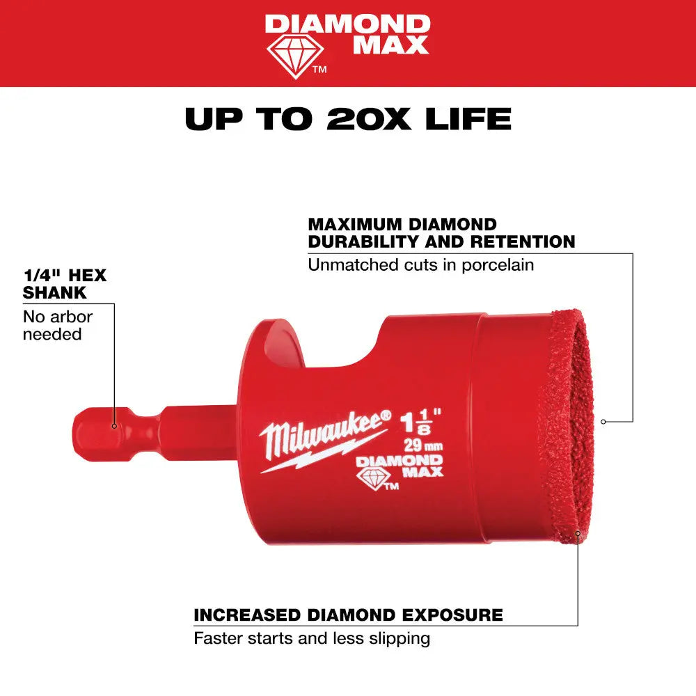 Milwaukee 49-56-0518 - Milwaukee® 1-1/8" Diamond Max™ Hole Saw Bit - Wise Line Tools