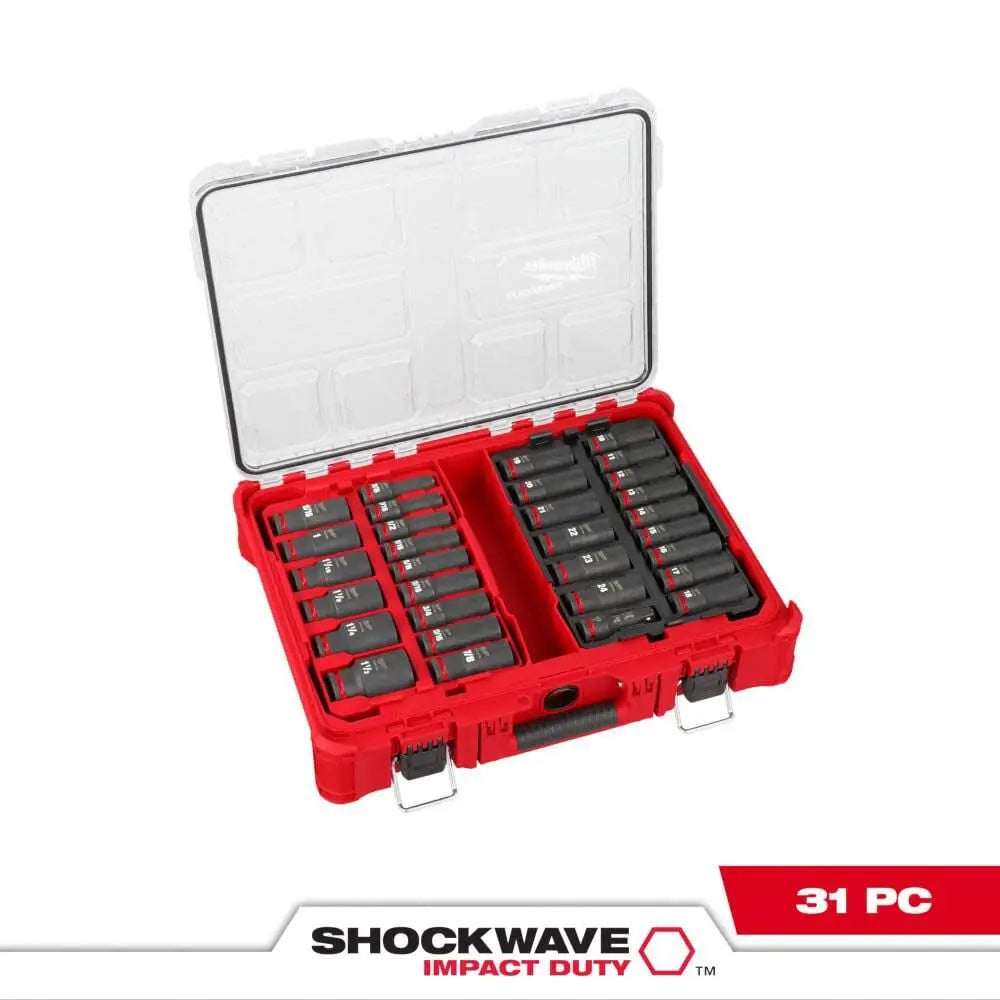 Milwaukee 49-66-6806 - SHOCKWAVE Impact Duty™ Socket 1/2” Dr 31PC SAE/MM PACKOUT™ Set - Wise Line Tools